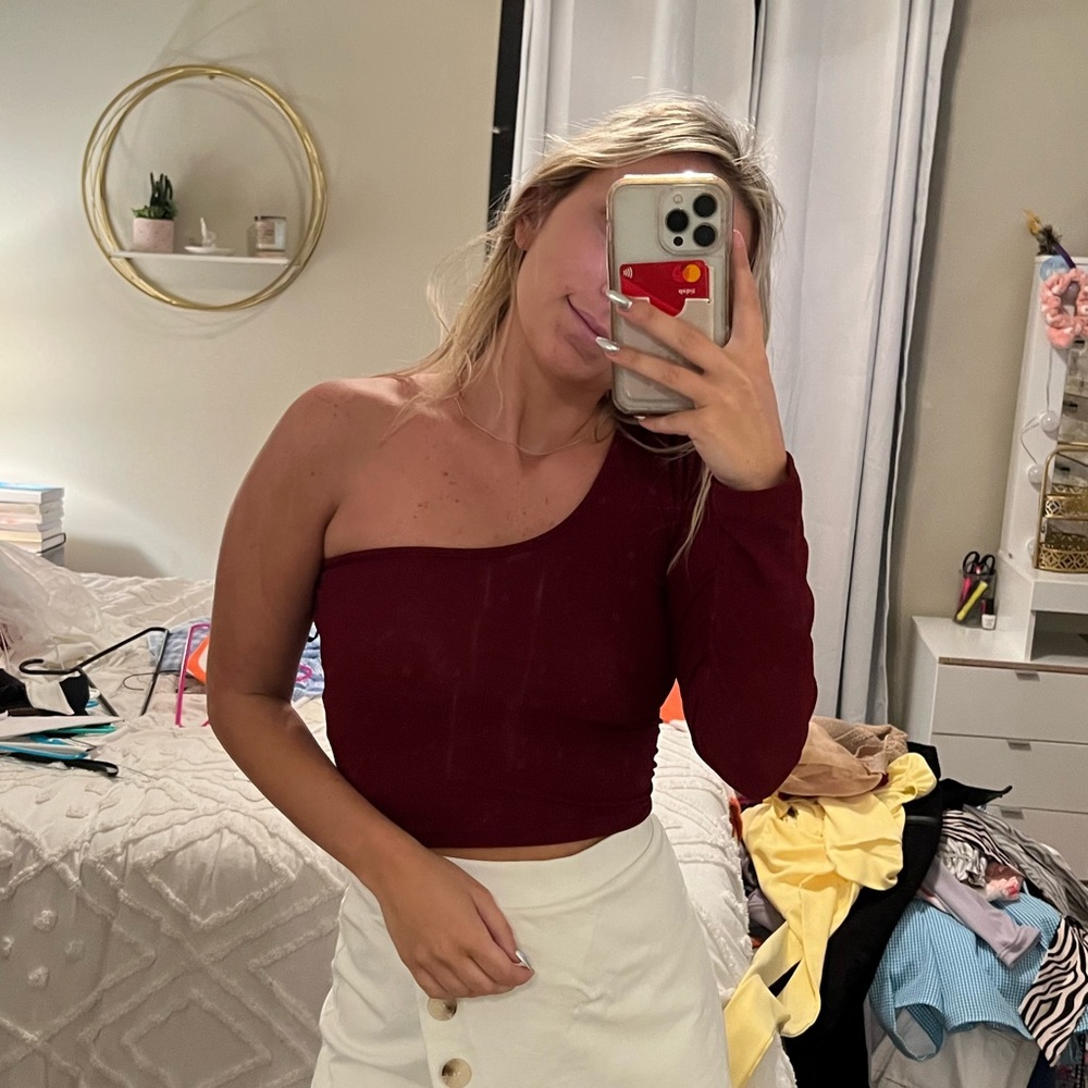 Maroon One Sleeve Top from SHEIN!